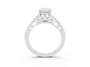 Radiant Cut Graduated Pave Cathedral Engagement Ring Setting | Scroll Cut-Outs | White Gold