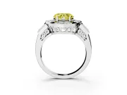 Fancy Yellow Heart Cut Diamond Milgrain Halo Ring Set in White gold with Split Shank