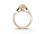 Oval Halo Pavé Engagement Ring Setting for a Fancy Yellow Lab-Grown Diamond | Narrow Split Shank | Rose Gold