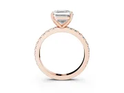 Asscher Cut Diamond Pavé Band Solitaire Set in Rose gold with Prong Setting