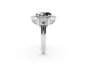 Fancy Black Oval Cut Diamond Milgrain Halo Ring Set in White gold with Split Shank