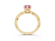 Cushion Cut Twisted Engagement Ring Setting for a Fancy Pink Lab-Grown Diamond | Beaded Twist | Yellow Gold