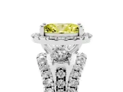 Oval Halo Split Shank Engagement Ring Setting for a Fancy Yellow Lab-Grown Diamond | Round Side Stones | Sterling Silver