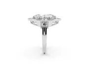 Marquise Milgrain Sectioned Halo Engagement Ring Setting | Square-Framed Sides | Platinum