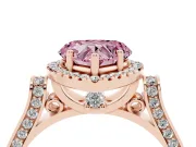 Heart-Shaped Halo Engagement Ring Setting for a Fancy Pink Lab-Grown Diamond | Pointed Pave Shoulders | Rose Gold