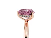 Fancy Pink Heart Cut Diamond Solitaire Engagement Ring Set in Rose gold with Prong Setting and Polished Band