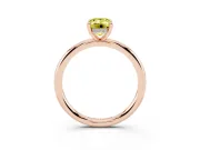 Fancy Yellow Emerald Cut Diamond Solitaire Ring Set in Rose gold with Thin Band and Prong Setting