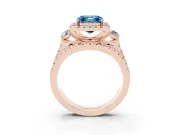 Asscher Cut Halo Split Shank Engagement Ring Setting for a Fancy Blue Lab-Grown Diamond | Round Side Stones | Rose Gold