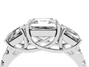 Asscher Cut Three Stone Engagement Ring Setting | Accented Shoulders | Sterling Silver