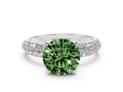 Round Domed Pavé Engagement Ring Setting for a Fancy Green Lab-Grown Diamond | Platinum