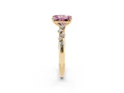 Fancy Pink Radiant Cut Diamond Cluster Solitaire Ring Set in Yellow gold with Prong Setting