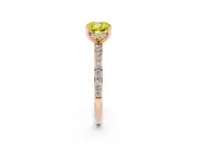 Fancy Yellow Cushion Cut Diamond Pavé Band Ring Set in Rose gold with Prong-Set Center Stone