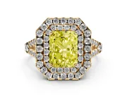 Radiant Cut Halo Split Shank Engagement Ring Setting for a Fancy Yellow Lab-Grown Diamond | Yellow Gold