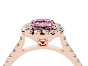 Emerald Cut Halo Engagement Ring Setting for a Fancy Pink Lab-Grown Diamond | Tapered Band | Rose Gold