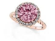 Round Rope Halo Engagement Ring Setting for a Fancy Pink Lab-Grown Diamond | Rose Gold