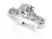 Cushion Cut Five Stone Engagement Ring Setting | Prong Set Side Stones | Sterling Silver