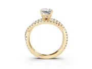 Radiant Cut Diamond Solitaire Twist Band Ring Set in Yellow gold with Pavé Setting and Prong Head