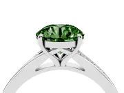 Round Pave Solitaire Engagement Ring Setting for a Fancy Green Lab-Grown Diamond | Sweeping Shoulders | White Gold