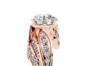 Round Bypass Hidden Halo Engagement Ring Setting | Graduated Pavé | Rose Gold