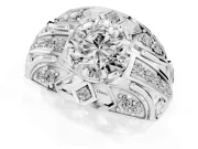 Round Art Deco Graduated Pave Engagement Ring Setting | Split Shank | Platinum