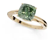 Cushion Cut Bypass Solitaire Engagement Ring Setting for a Fancy Green Lab-Grown Diamond | Yellow Gold