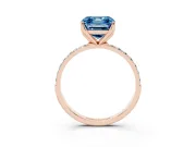 Asscher Cut Pave Engagement Ring Setting for a Fancy Blue Lab-Grown Diamond | Slim Band | Rose Gold