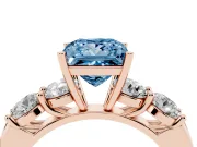 Princess Cut Five Stone Engagement Ring Setting for a Fancy Blue Lab-Grown Diamond | Prong Set Side Stones | Rose Gold