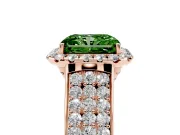 Radiant Cut Pavé Engagement Ring Setting for a Fancy Green Lab-Grown Diamond | Wide Three-Row Band | Rose Gold