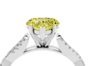 Fancy Yellow Heart Cut Diamond Solitaire Engagement Ring Set in Silver with Twisted Pavé Band and Prong Setting