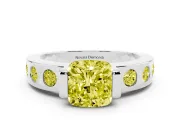 Cushion Cut Tension Style Engagement Ring Setting for a Fancy Yellow Lab-Grown Diamond | Sterling Silver