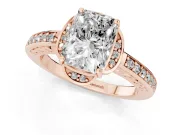 Radiant Cut Floral Pavé Engagement Ring Setting | Petal Accents | Rose Gold