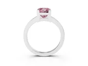 Fancy Pink Princess Cut Diamond Solitaire Ring Set in Silver with Prong Head and Smooth Polished Band