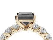 Princess Cut Side Stone Engagement Ring Setting for a Black Center | Yellow Gold