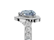 Heart-Shaped Graduated Milgrain Halo Engagement Ring Setting for a Fancy Blue Lab-Grown Diamond | Sterling Silver
