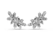 Pear-Shaped and Marquise Lab-Grown Diamond Cluster Stud Earrings | Wing Spray | Sterling Silver