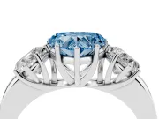 Fancy Blue Heart Cut Diamond Three-Stone Ring Set in Silver with Bold Center and Classic Band