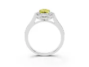 Emerald Cut Petal Tip Halo Engagement Ring Setting for a Fancy Yellow Lab-Grown Diamond | Pavé Band | Platinum