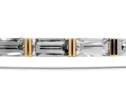 Baguette Lab-Grown Diamond Bar Set Tennis Bracelet | Double Bar Spacers | Yellow Gold