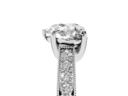 Heart-Shaped Vintage Hidden Halo Engagement Ring Setting | Milgrain Pave Band | Platinum