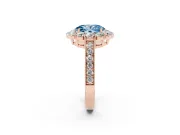 Oval Vintage Halo Engagement Ring Setting for a Fancy Blue Lab-Grown Diamond | Rose Gold