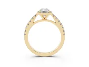 Emerald Cut Halo Pavé Engagement Ring Setting | Single Row Shoulders | Yellow Gold