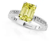 Emerald Cut Vintage Pavé Engagement Ring Setting for a Fancy Yellow Lab-Grown Diamond | Platinum