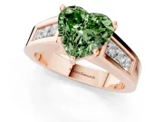 Heart-Shaped Channel-Set Engagement Ring Setting for a Fancy Green Lab-Grown Diamond | Rose Gold