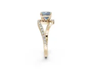 Cushion Cut Bypass Pavé Engagement Ring Setting for a Fancy Blue Lab-Grown Diamond | Yellow Gold