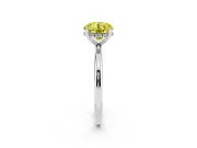 Round Micro-Prong Hidden Halo Engagement Ring Setting for a Fancy Yellow Lab-Grown Diamond | Plain Band | White Gold