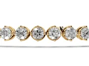 Round Lab-Grown Diamond Prong Set Tennis Bracelet | Single Row | Yellow Gold