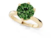 Round Tapered Solitaire Engagement Ring Setting for a Fancy Green Lab-Grown Diamond | Claw Prong Head | Yellow Gold