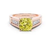 Cushion Cut Channel-Set Engagement Ring Setting for a Fancy Yellow Lab-Grown Diamond | Rose Gold