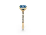Asscher Cut Pave Solitaire Engagement Ring Setting for a Fancy Blue Lab-Grown Diamond | Slim Band | Yellow Gold