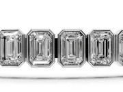 Emerald Cut Lab-Grown Diamond North-South Bezel Tennis Bracelet | Stepped Rims | White Gold